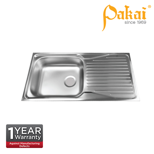 Pakai SUS304 Single Bowl Single Drainer Kitchen Sink with Overflow KSI 3691-5